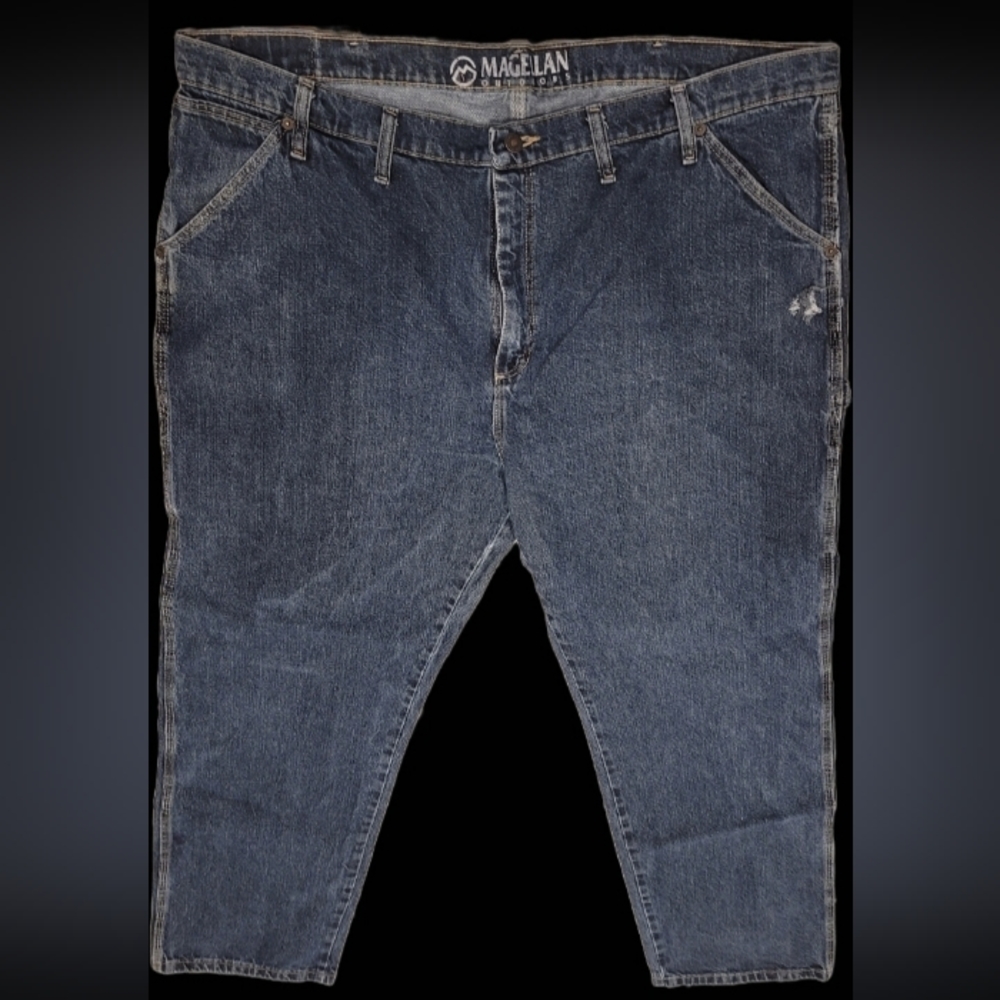 Magellan Men's Relaxed Denim Blue Jeans 44x32 Big & Tall 8 Pocket